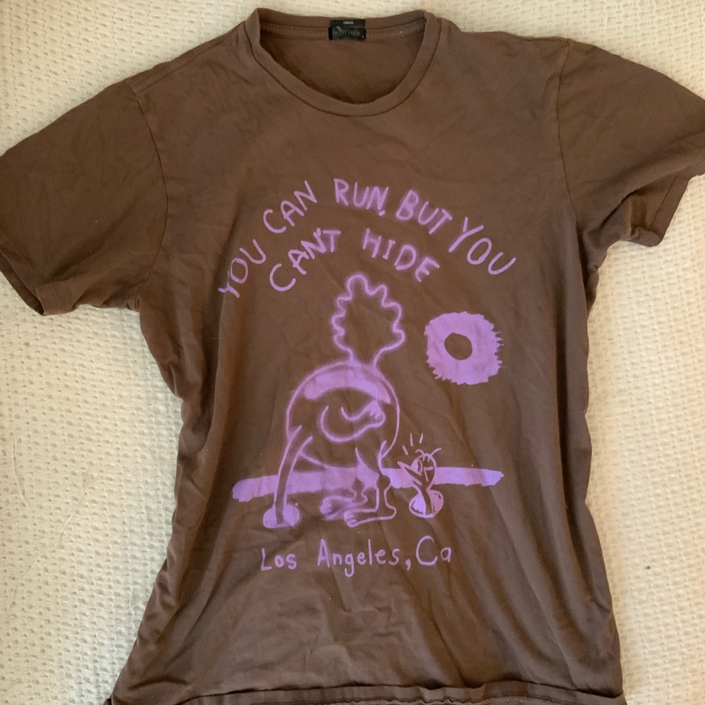 Mother Denim Buster You Can Run Vintage Graphic T Shirt Brown LA Size M